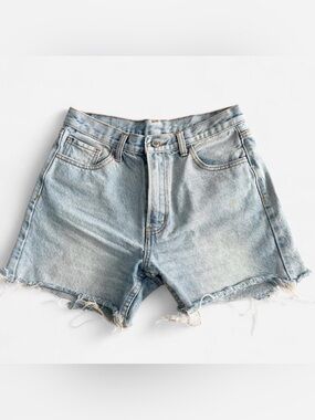 Light Wash High-Rise Denim Cutoff Shorts
